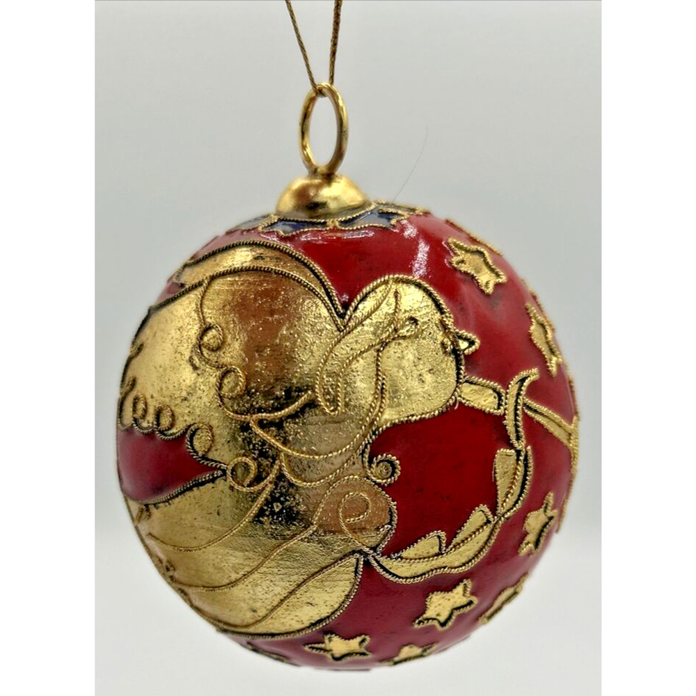 Vintage‎ Cloisonne Bird Design Ball Christmas Ornament with Box SKU U183